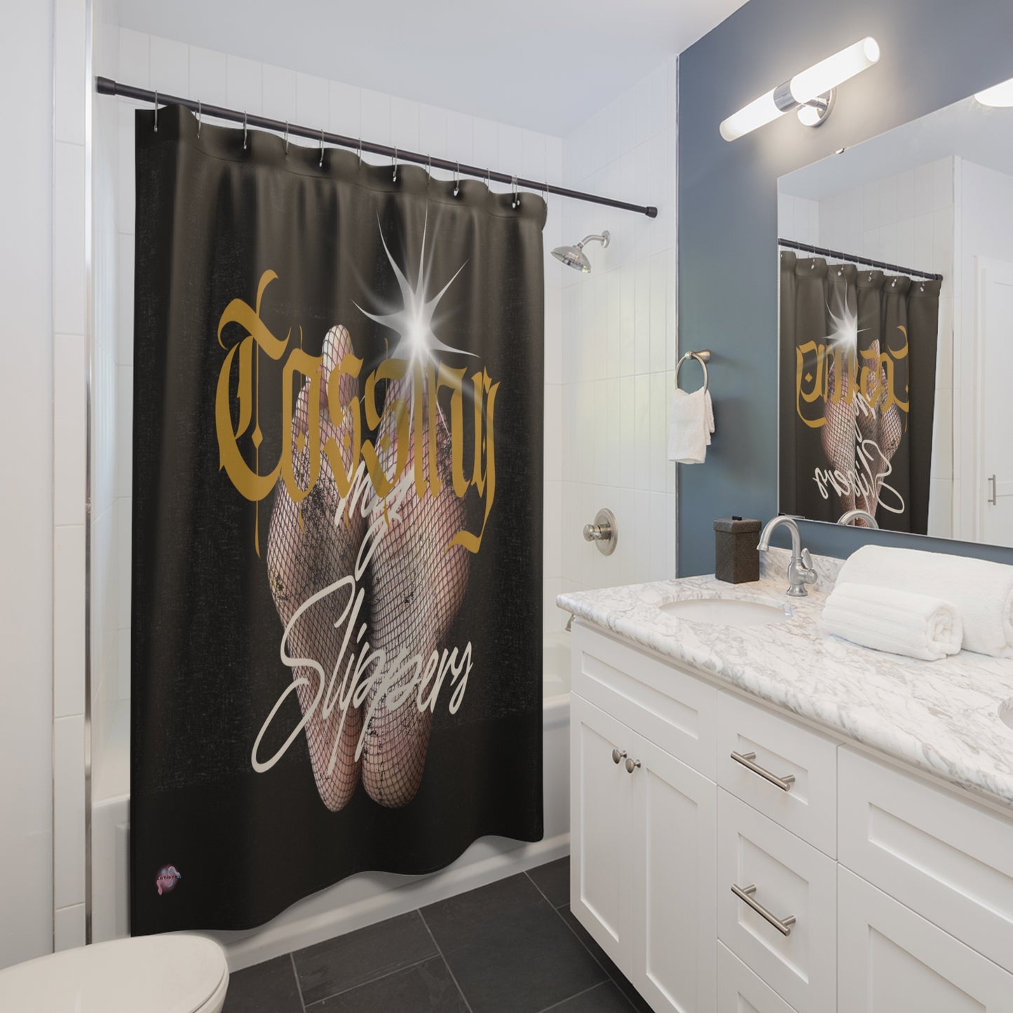 Artistry Design: The *TOSSING MY SLIPPERS* Shower Curtain