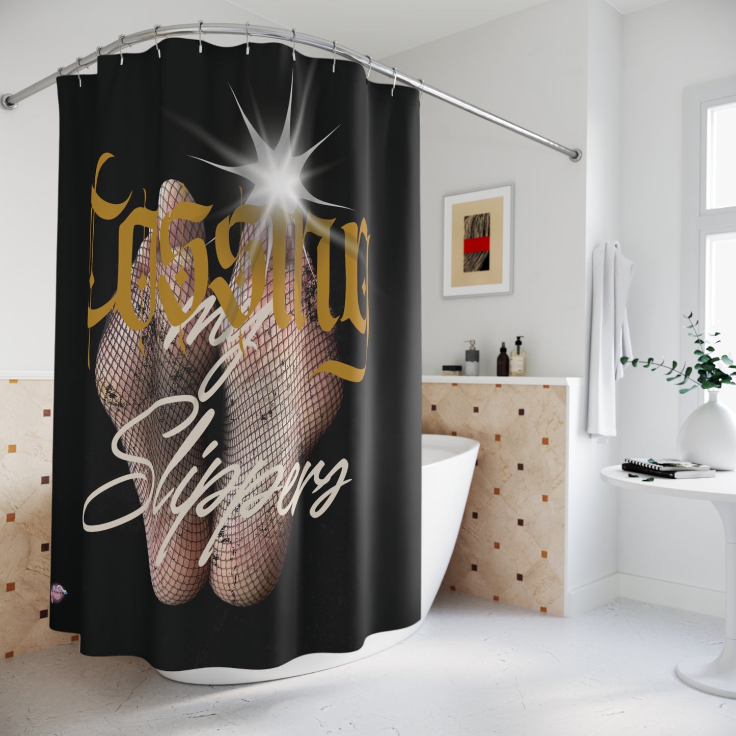 Artistry Design: The *TOSSING MY SLIPPERS* Shower Curtain