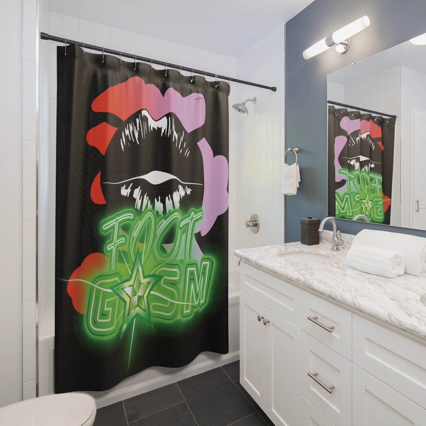 Artistry Design: The *FOOT GSM GREEN* Shower Curtain